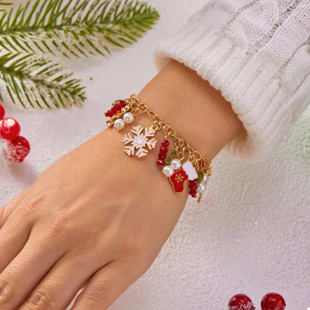 18K Gold-Plated Christmas Charm Bracelet - Trendsi - Flyclothing LLC