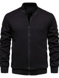 Men's Waffle Knit Baseball Collar Zip Up Jacket - Trendsi - Flyclothing LLC