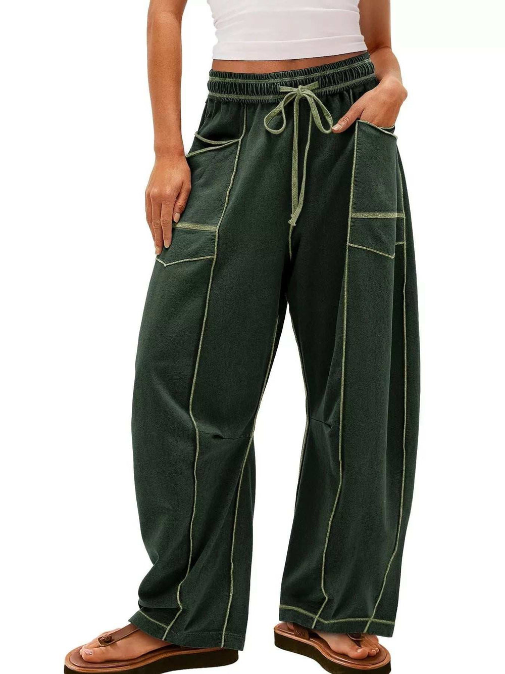 Drawstring Wide Leg Pants - Trendsi - Flyclothing LLC
