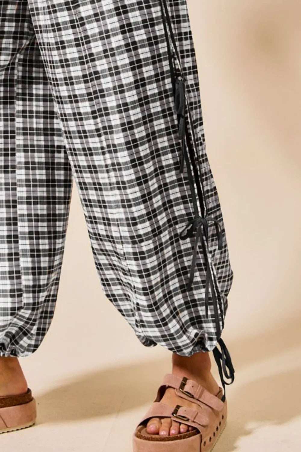SO ME Plaid Elastic Waist Balloon Pants - Trendsi - Flyclothing LLC