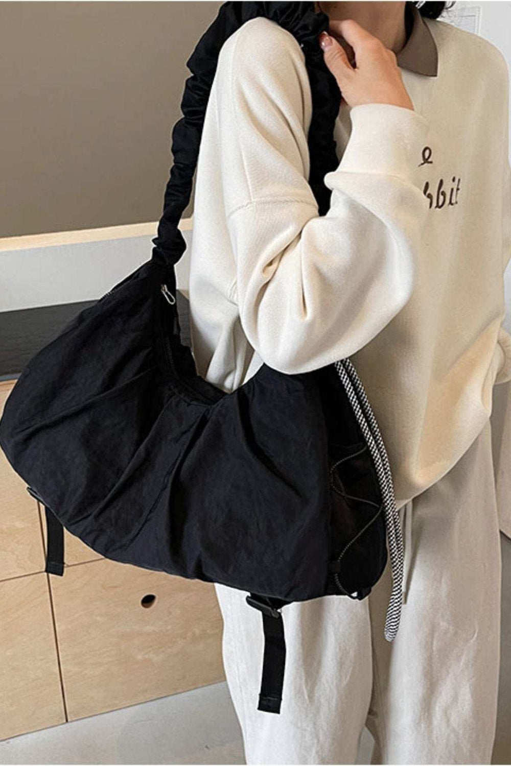 Drawstring Strap Ruched Crossbody Bag - Trendsi - Flyclothing LLC