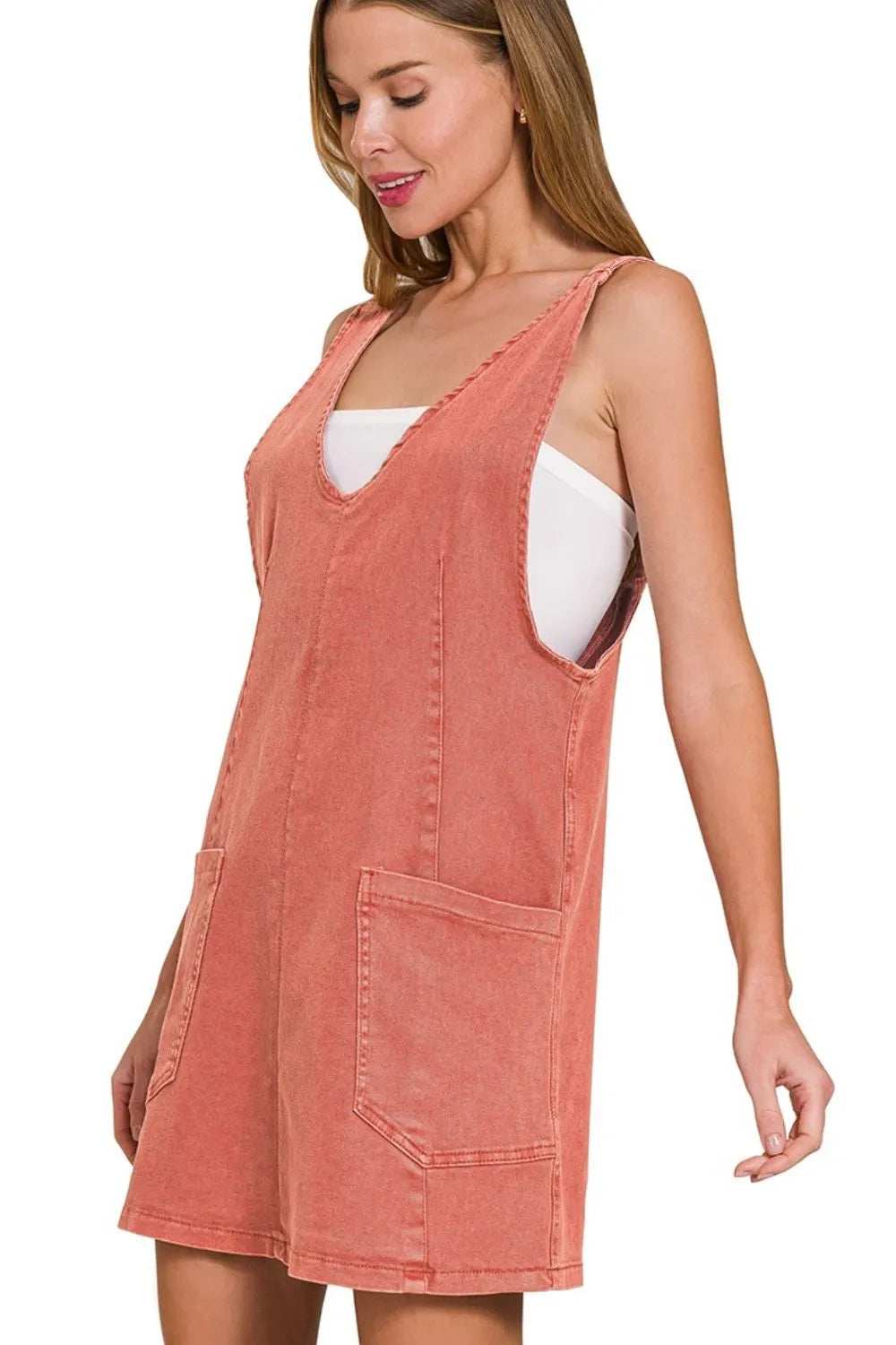 Zenana Washed Adjustable Strap Denim Overall Dress - Trendsi - Flyclothing LLC
