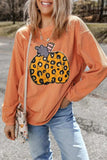 Pumpkin Round Neck Long Sleeve Sweatshirt - Trendsi - Flyclothing LLC