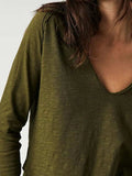 Exposed Seam Notched Long Sleeve T-Shirt - Trendsi - Flyclothing LLC