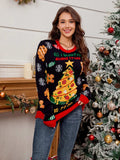 Christmas Element Round Neck Long Sleeve Sweater - Trendsi - Flyclothing LLC