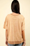 VERY J Round Neck Exposed Seam Slit T-Shirt - Trendsi - Flyclothing LLC