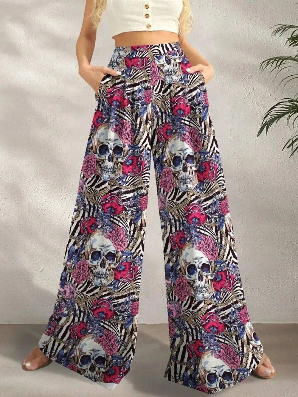 Printed Wide Leg Pants - Trendsi - Flyclothing LLC