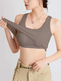 Crisscross Scoop Neck Wide Strap Cropped Tank with Chest Pads - Trendsi - Flyclothing LLC
