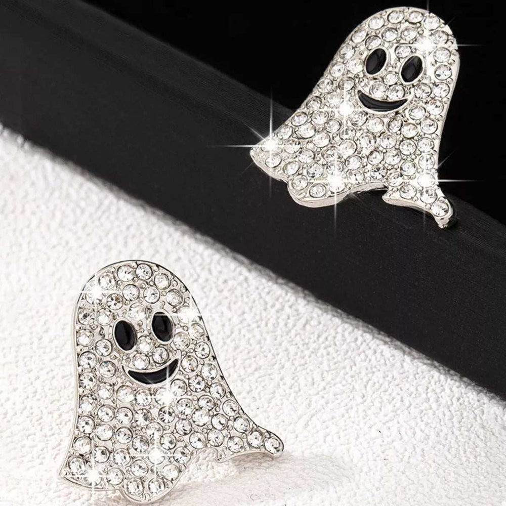 18K Gold-Plated Rhinestone Halloween Ghost Earrings - Trendsi - Flyclothing LLC