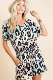 BiBi Gradation Leopard Soft Knit V-neck Romper - Trendsi - Flyclothing LLC