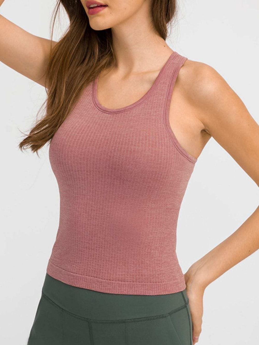 Round Neck Racerback Active Tank - Trendsi - Flyclothing LLC