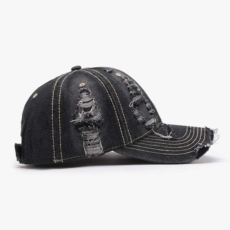 Distressed Adjustable Cotton Baseball Cap - Trendsi - Flyclothing LLC