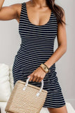 Striped Scoop Neck Sleeveless Tank Dress - Trendsi - Flyclothing LLC