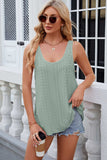 Eyelet Scoop Neck Wide Strap Tank - Trendsi - Flyclothing LLC