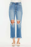 Kancan Distressed Frayed Hem Cropped Jeans - Trendsi - Flyclothing LLC