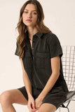 Mittoshop Button Detail Collared Neck Short Sleeve Shirt Dress - Trendsi - Flyclothing LLC