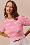 SO ME All Over Heart Valentine Cropped Sweater - Trendsi - Flyclothing LLC