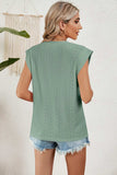 Eyelet Round Neck Tank - Trendsi - Flyclothing LLC