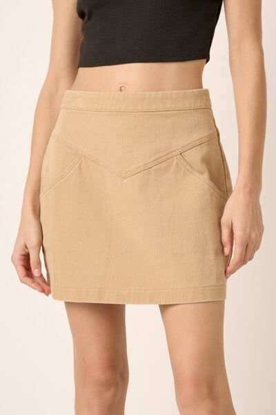 Mittoshop Zipper Back Twill Mini Skirt - Trendsi - Flyclothing LLC