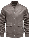 Men's Baseball Collar Snap Down Jacket - Trendsi - Flyclothing LLC