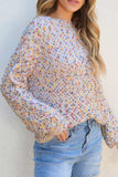 Confetti Round Neck Long Sleeve Sweater - Trendsi - Flyclothing LLC