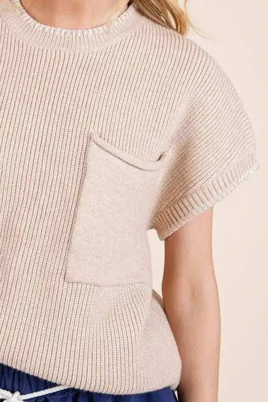 Lime 'N' Chili Solid Cap Sleeve Stitch Edge Knit Sweater - Trendsi - Flyclothing LLC