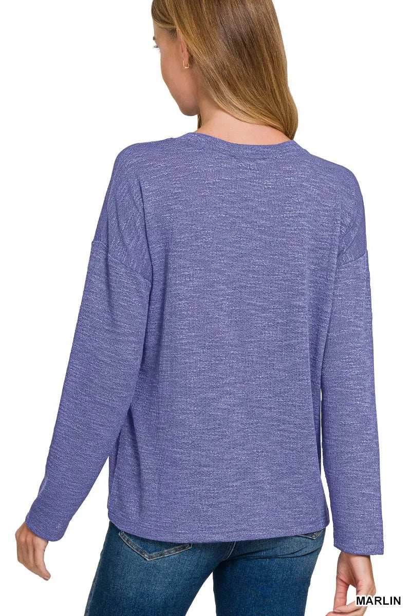 Zenana Slub Hacci Long Sleeve T-Shirt - Trendsi - Flyclothing LLC