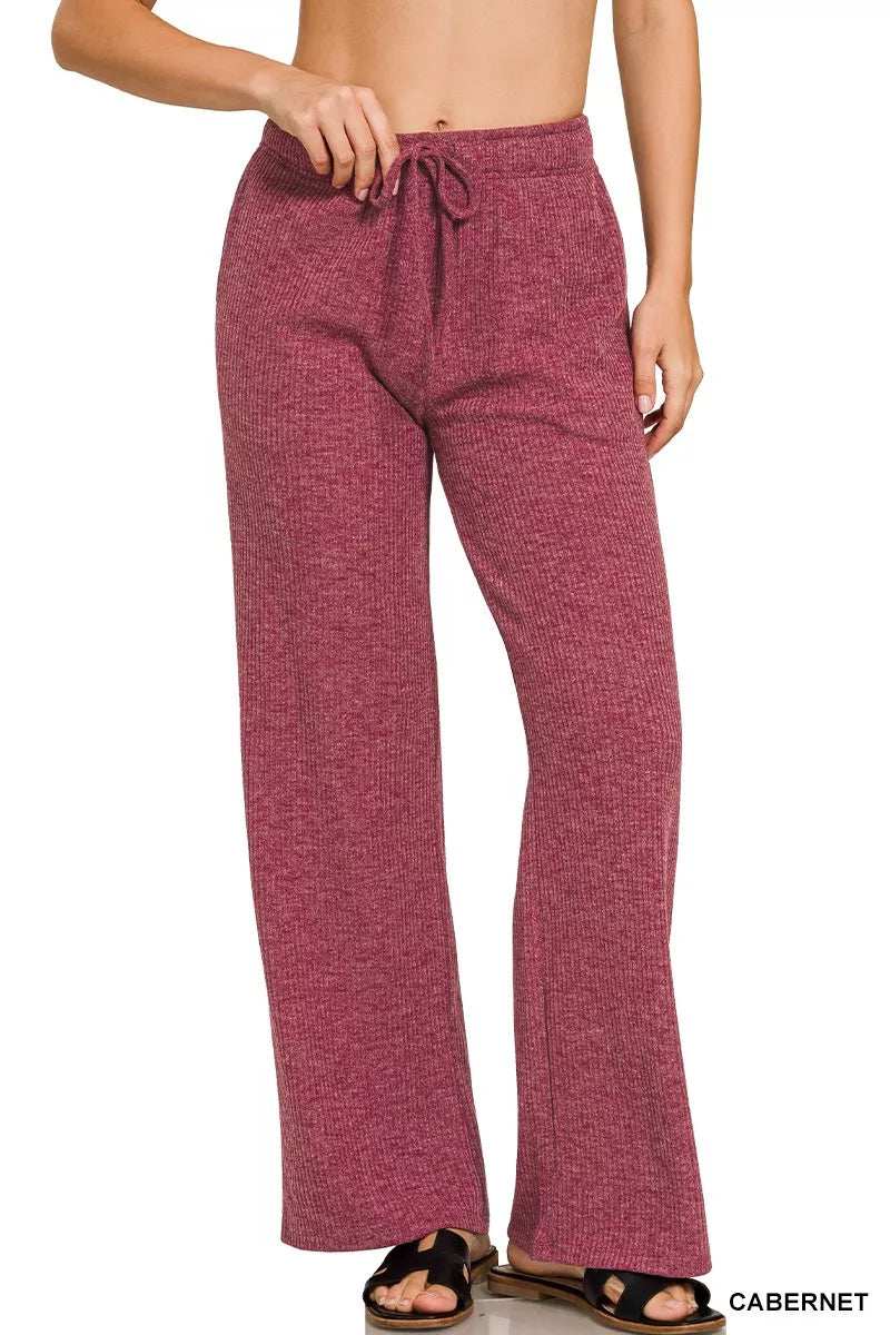 Zenana Ribbed Drawstring Lounge Pants - Trendsi - Flyclothing LLC