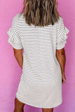 Stripe Round Neck Short Sleeve Mini Dress - Trendsi - Flyclothing LLC