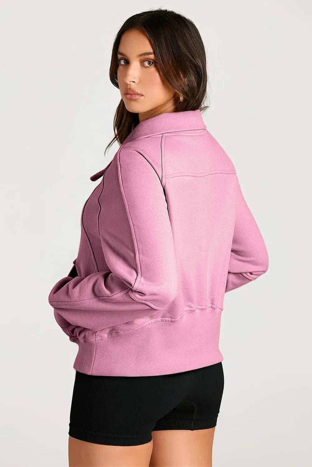 Half Zip Long Sleeve Sweatshirt - Trendsi - Flyclothing LLC