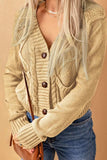 Cable-Knit Button Down V-Neck Cardigan - Trendsi - Flyclothing LLC