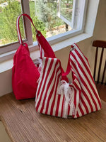 Striped Canvas Tote Bag - Trendsi - Flyclothing LLC