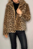 Full Size Leopard Furry Collared Neck Long Sleeve Coat - Trendsi - Flyclothing LLC