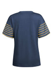 Striped Round Neck Short Sleeve T-Shirt - Trendsi - Flyclothing LLC