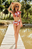 Tied Printed Cap Sleeve Two-Piece Swim Set - Trendsi - Flyclothing LLC