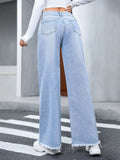 Distressed Raw Hem Wide Leg Jeans - Trendsi - Flyclothing LLC