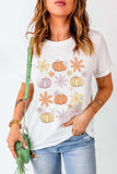 Pumpkin & Flower Round Neck Short Sleeve T-Shirt - Trendsi - Flyclothing LLC