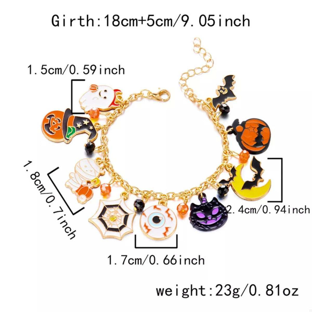 18K Gold-Plated Halloween Charm Bracelet - Trendsi - Flyclothing LLC