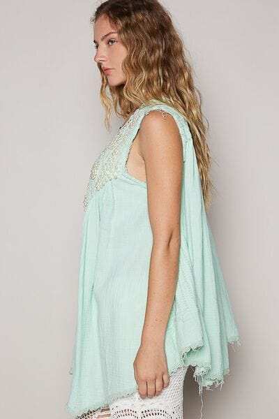 POL Embroidered Pearls Open Front Sleeveless Cardigan - Trendsi - Flyclothing LLC
