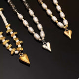 Pearl & Heart Pendant Necklace - Trendsi - Flyclothing LLC