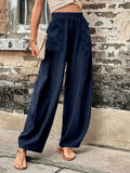 Elastic Waist Pants with Pockets - Trendsi - Flyclothing LLC