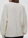 Flower Ribbed Hem Round Neck Sweater - Trendsi - Flyclothing LLC