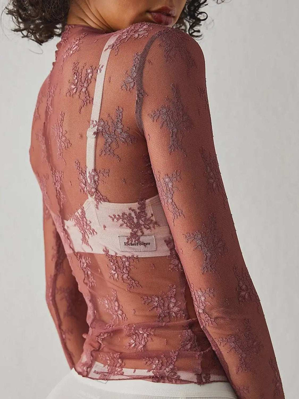 Lace Mock Neck Long Sleeve Blouse - Trendsi - Flyclothing LLC