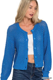 Zenana Button Down Lightweight Crochet Cardigan Sweater - Trendsi - Flyclothing LLC