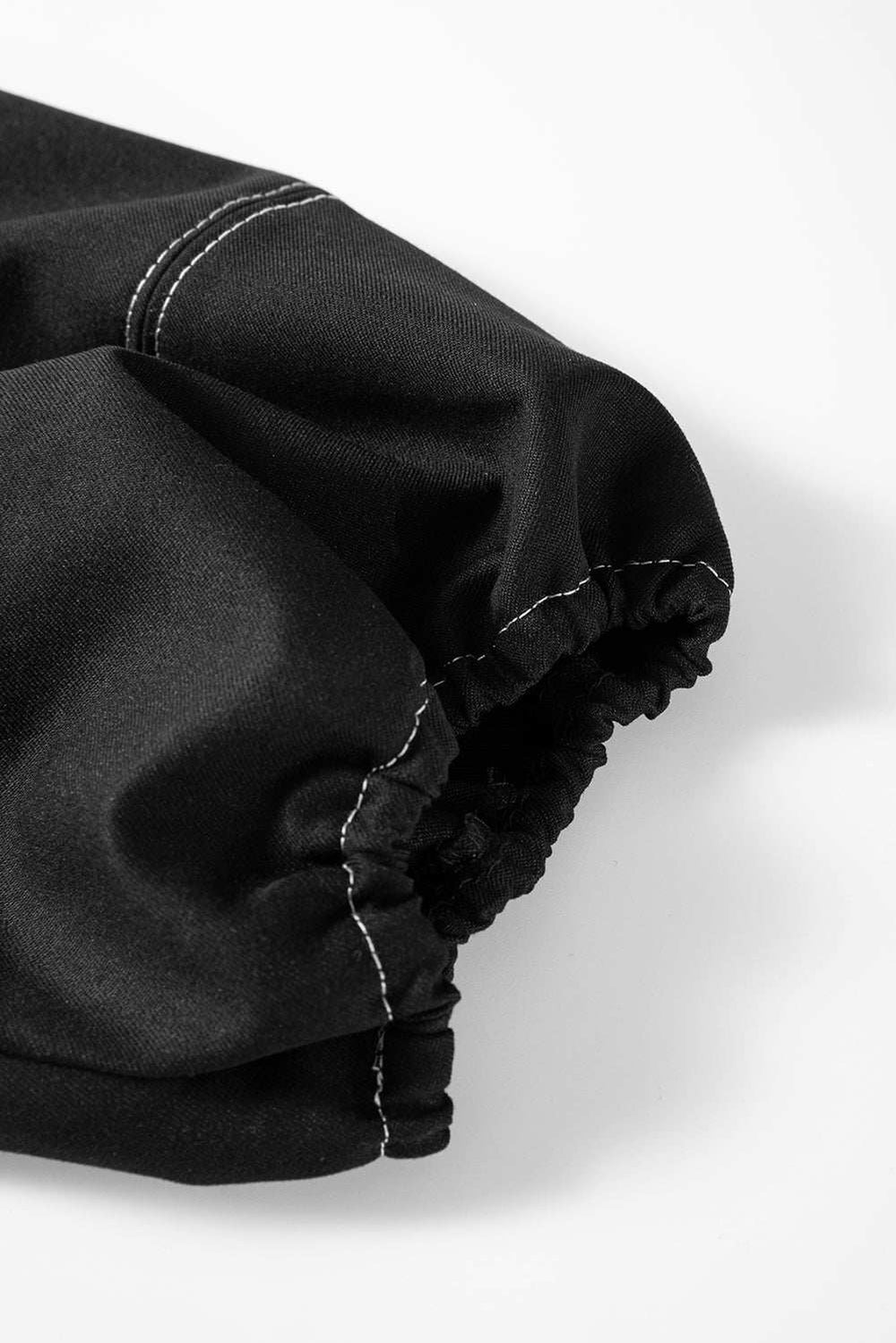 Contrast Stitches Detail Half Sleeve Blouse - Trendsi - Flyclothing LLC