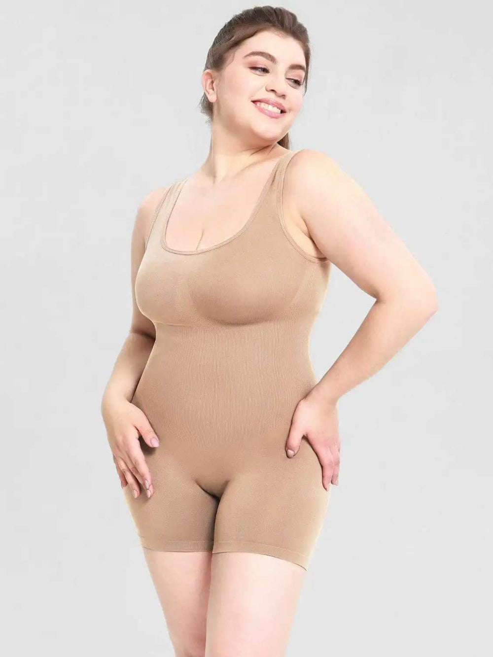 Scoop Neck Wide Strap Shaping Romper - Trendsi - Flyclothing LLC