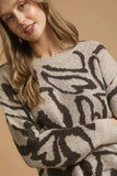 Umgee Heart Print Crew Neck Sweater - Trendsi - Flyclothing LLC