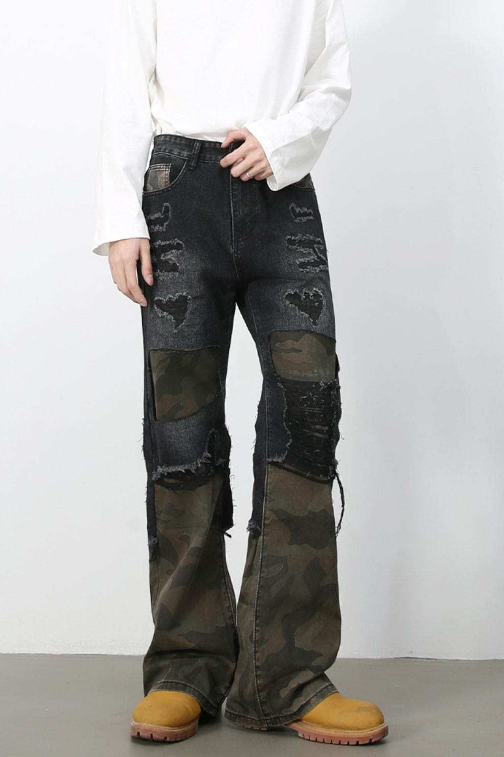 Men's Frayed Hem Camouflage Jeans - Trendsi - Flyclothing LLC