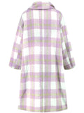 Plaid Button Up Long Sleeve Coat - Trendsi - Flyclothing LLC