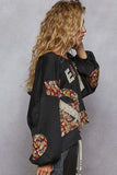 POL Peace Patch Floral Long Sleeve Hoodie - Trendsi - Flyclothing LLC